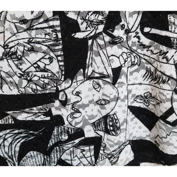 Vintage CHICOS DESIGN Vintage Art To Wear Lace Embroidered Faces Top Size 1 M - Picture 4 of 7